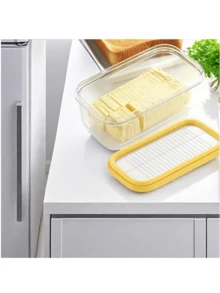 1 Pack Butter Slicer Storage Box, Butter Cutter, Cheese Storage Container With Airtight Plastic Lid - Keeps Butter Fresh, Refrigerator Storage Box - Clear - View 4