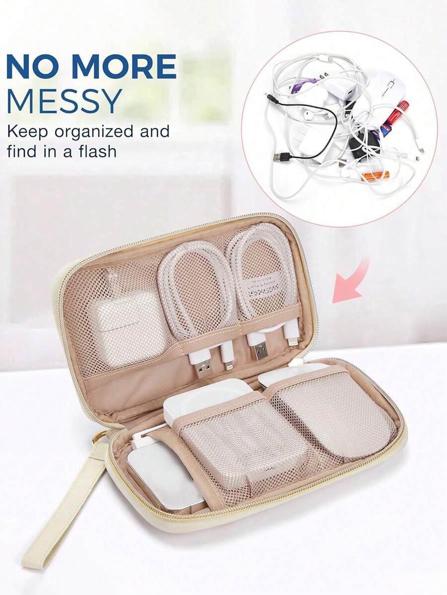 Compact MultiPocket Cable Organizer Bag Store And Protect Chargers