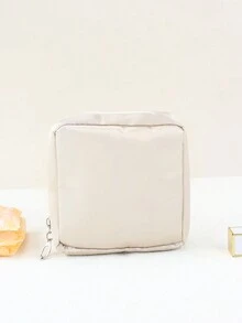 1 Túi đựng mỹ phẩm vuông tối giản thanh lịch, Túi đựng đồ trang điểm mini đựng son môi, phấn mắt, tai nghe, Băng vệ sinh bằng nylon chống thấm nước, Túi đựng đồ trang điểm đa năng cho trường học, công sở, du lịch - Nhiều màu - Xem 7