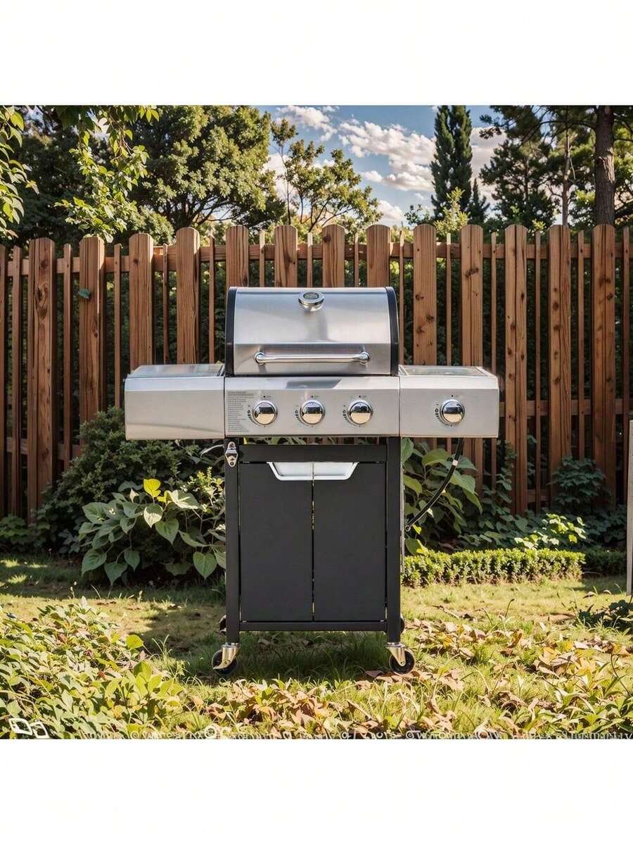 Propane Grill 3 Burner Barbecue Grill Stainless Steel Gas Grill With