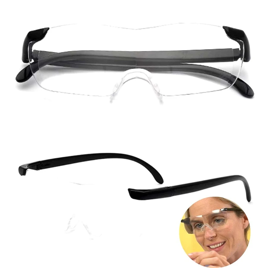 Reading Glasses Magnifying Glass Distortion Free Lenses And Crafts - Black - View 1