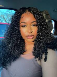 UNice Wig EasiContour Seamless Edge Kinky Curly V Part Wig With Elastic Drawstring Upgrade U Part Wig Beginner Friendly Wigs No Leave Out Hand Tied Glueless Wigs Protective Style Wear Go Wigs For Women Unice Hair