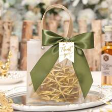 1/5pcs Ribbon Decor PVC Gift Bags, Gift Packaging Bags, Wedding Party Birthday Gift, Mother's Day Packaging Bags, Christmas Gift