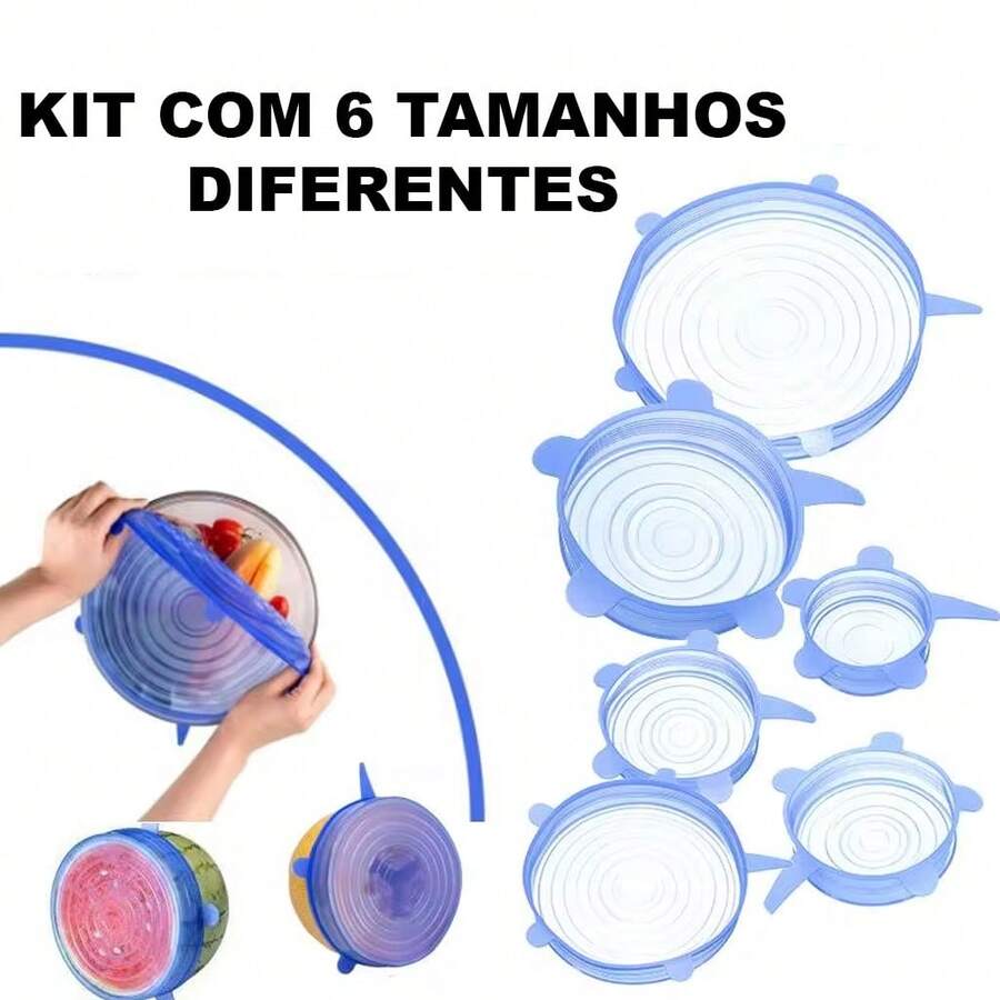 Kit Tampa De Silicone Reutilizável Com 6 Unidades