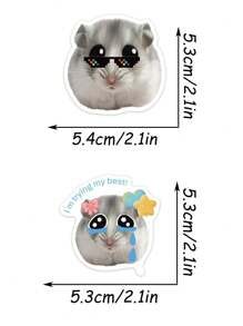 50 Stücke süße Hamster MEME Aufkleber, ästhetische Cartoon PVC Aufkleber für Wasserflasche, Laptop, Gepäck, Sammelalbum, Handy, wasserfest