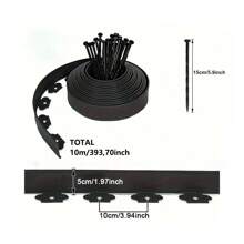 Bộ viền không đào chịu lực nặng, viền cảnh quan 10 M cạnh vườn có 30 cọc, viền lát cao 1,97 inch dùng cho cảnh quan, bãi cỏ, bồn hoa, cỏ, hiên nhà (màu đen) - màu đen - Xem 3