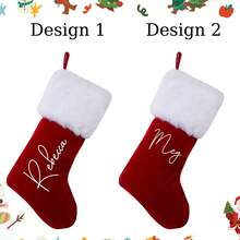 Red Plush Christmas Stocking Personalized Xmas Stocking Family Christmas Stockings Christmas Home Decor Name Christmas Stocking Decor Gift