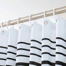 72"X84" Black And White Fabric Shower Curtain Sets With Boho Tassel Pendants,Modern Black Farmhouse Shower Curtain For Bathroom,Waterproof Soft Microfiber Fabric,12 Hooks Home Decorations - Đen và trắng - Xem 5