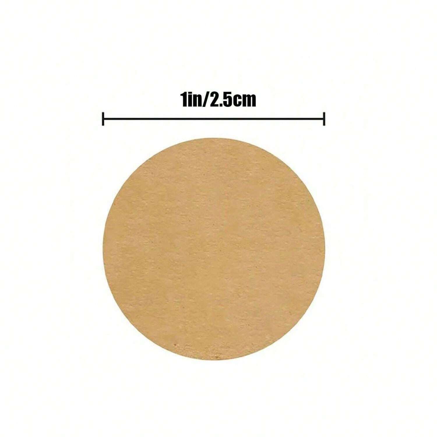 1 Inch Natural Brown Kraft Stickers (500 Per Roll) Round Blank