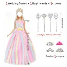 1 set de robe de poupée de mode + 1 baguette magique + 1 couronne, pour poupée de 11,5 pouces, cadeau de jouet pour filles (poupée non incluse), cadeau d'Halloween/Thanksgiving/Noël