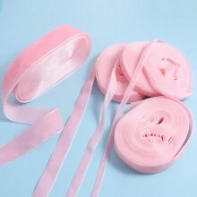 1pc 4.57m Pink Single-Sided Non-Stretch Colored Flocked Ribbon, Flocked Satin Ribbon, Flocked Satin Ribbon, Bow DIY For Clothing, Valentine's Day Decor (Length May Vary Slightly Due To Handmade Measurement) - Dark Pink - View 4