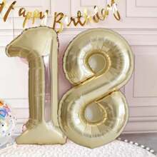 2 件/套 40 英寸 18 岁生日派对装饰铝箔气球白金色数字铝箔气球套装 - 40寸白金數字氣球 - 查看 3
