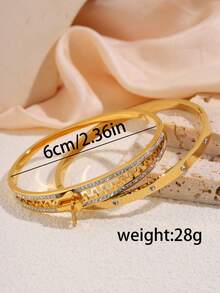 2 chiếc vòng tay bằng thép không gỉ, quà tặng trang sức tinh tế, chống thấm nước và chống mài mòn cho gia đình và bạn bè - Vòng tay dây kéo + kim cương bóng - Xem 2