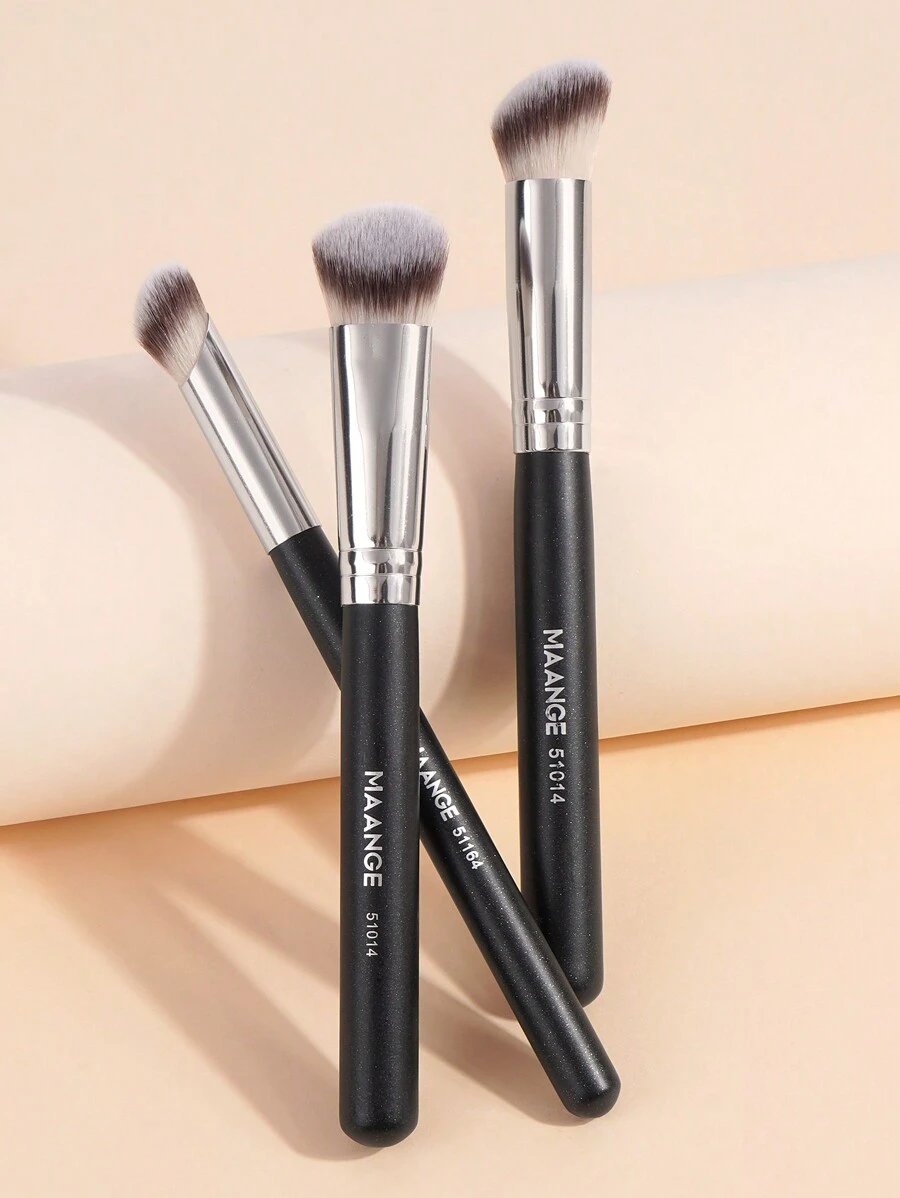 MAANGE 3pcs Professional Makeup Brush Set, Including Concealer Brush, Contour Brush And Powder Brush, Made Of Soft And Skin-Friendly Fiber Material, Portable, Ideal Gift For Women And Girls. The Set Includes Makeup Brushes, Makeup Tools, Full Makeup Set, Makeup Brush Set, Makeup Gift Box, Etc.