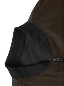 休闲立领棒球夹克，纯色拉链风衣外套，父亲节礼物 - 咖啡棕 - 查看 4