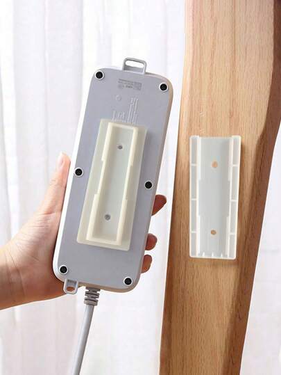 1pc Adhesive Power Strip Wall Mount Holder, No Drilling Required