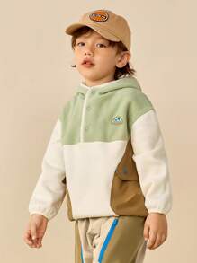mini bala Áo nỉ trùm đầu mùa thu đông cho bé trai bé gái - hồng xanh - Xem 2