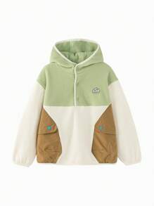 mini bala Áo nỉ trùm đầu mùa thu đông cho bé trai bé gái - hồng xanh - Xem 4