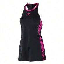 Speedo Hyperboom女子拼接泳裝 女士拉鍊連身泳衣 女士游泳衣 泳池海邊沙灘舒適簡約修身顯瘦連身泳衣 一體式速乾泳衣 8-12937G720 - 黑色/電光粉/粉紅色 - 查看 3