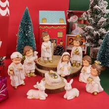 Resin Nativity Scene Collectible Figurines Set - Decor For Indoor And Outdoor - Assorted Hand-Painted Figurines For Various Room Types - Electricity-Free Holiday Decorations Best Gifts Birthday Home Decor Christmas Decorations Room Decor Christmas - White - View 3