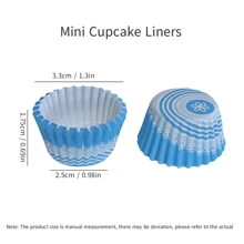 迷你蛋糕烘焙纸杯、纸杯蛋糕衬垫、一次性纸杯蛋糕烘焙模具 - 藍色 - 查看 4