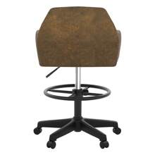 VECELO PU Leather Office Chair Drawing Chair With Wingback And Footrest Ring,Height Adjustable,Suitable For Drawing/Standing Desk,Brown