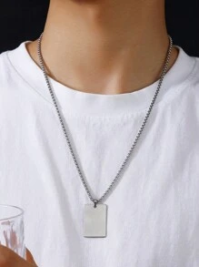 1pc Fashion Stainless Steel Geometric Pendant Necklace For Men For Daily Decoration, For Jewelry Gift And Party