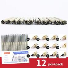 6/9/12pcs Drawing Pen Set With Black Ink, Fine Liner Pens Suitable For Sketching, Cartoon Drawing, Art Painting Back To School