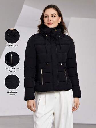 ZIAI 女士大翻领厚棉衣，秋冬时尚