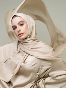 1件装女士柔软透气纯色薄款穆斯林头巾/头巾，宽边设计（轻薄柔软莫代尔面料），适合搭配连衣裙