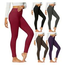 1 Piece Women's Ultra Soft Breathable Comfortable High-Waisted Fleece Lined Winter Warm Cozy Stretch Plus Sized Leggings, Cold Weather, Casual Wear, Lightweight, Everyday, Thermal, Stretchy, Durable, Stylish, Outdoor, Lounge - Burgundy - View 5