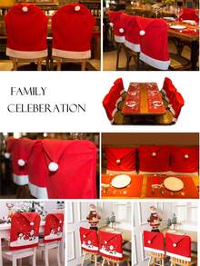 Vỏ bọc ghế Giáng sinh, Trang trí Giáng sinh, Vỏ bọc mũ ông già Noel Vỏ bọc lưng ghế Giáng sinh, Dùng cho phòng ăn Giáng sinh Nhà hàng Giáng sinh Trang trí tiệc lễ hội ngày lễ - Nhiều màu - Xem 9