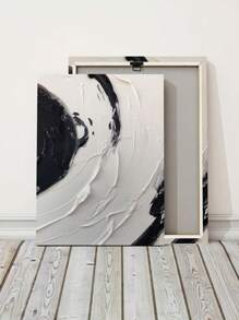 1pc Black And White Abstract Canvas Poster, Oil Painting, Flat Print, Wall Art Decoration, Living Room, Bedroom, Dining Room, Without Solid Wood Frame - Black and White - View 10