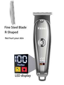 Kemei KM-637 Electric Hair Trimmer For Men T-Blade Clipper 0mm Gapped Carving Clipper Professional Barber Use Or Home Use Clipper Beard Trimmer Stainless Steel Blade Haircut Machine For Whole Families Daily Use Men Gift - 灰色 - 查看 2