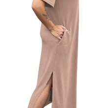 Custom Motocycles Cotton Casual Elegant Loose Comfortable Long Dress - 米色 - 查看 3