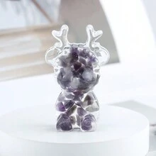 1 件天然水晶滴环氧树脂圣诞鹿雕像桌面展示装饰品，手工装饰最佳礼物 - 彩色 - 查看 11