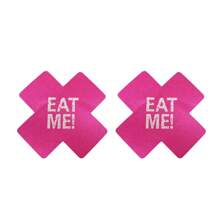 1 par de nuevas cubiertas para pezones que brillan en la oscuridad de Navidad/Halloween, pastillas respirables para el pecho, pegatinas de pezones impresas de un solo uso con diseño de cruz, cubiertas sexys para pezones para mujeres, para fiestas