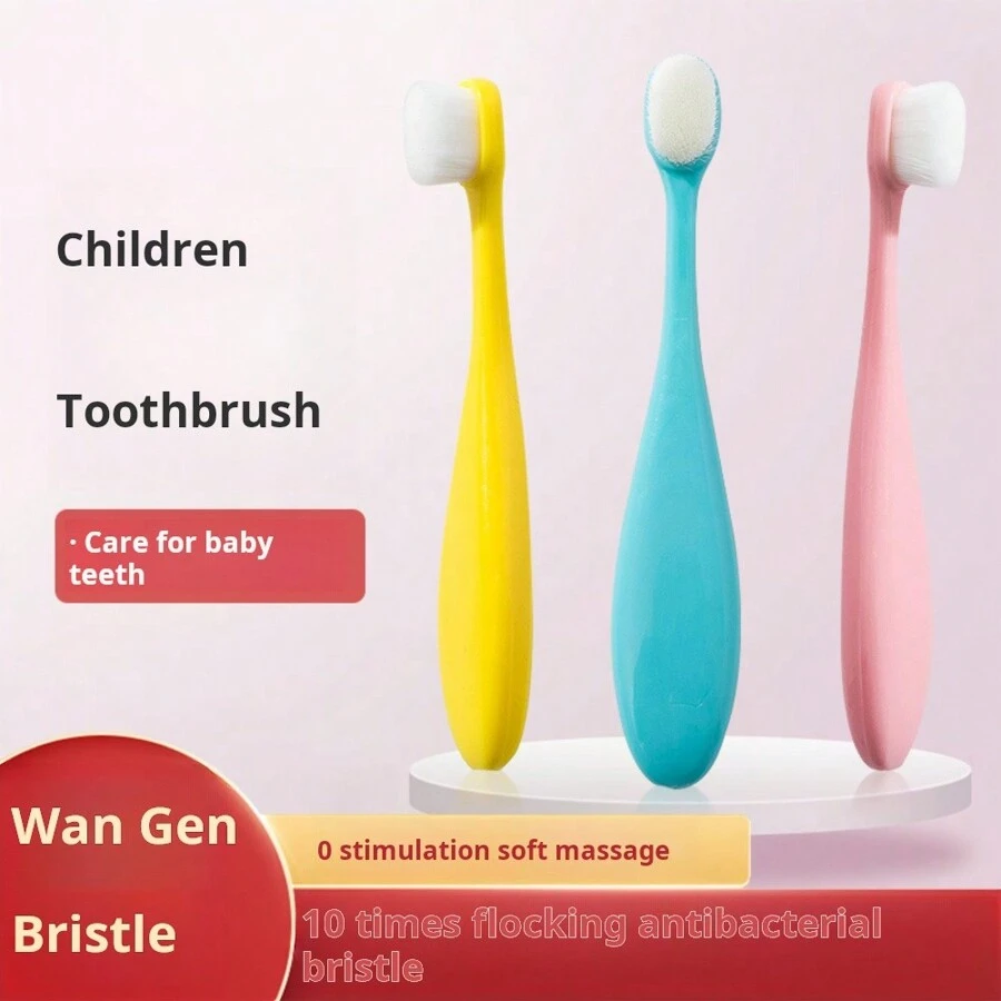 1 Stück Cartoon Weichborsten Zahnbürste, Kinderzahnbürste für 2-7 Jährige, Weichborsten Baby Zahnbürste, 3 Farboptionen