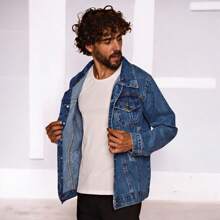 Men's Jean Jacket - Navy Blue - View 5