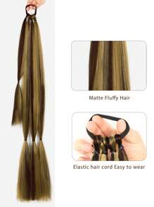 长款编织马尾假发，带发圈，直发环绕式合成假发，自然柔软，适合女性日常佩戴，26英寸/30英寸/34英寸，1件装，棕色/深棕色，适合圣诞节、新年、狂欢节、音乐节等场合。 - 彩色 - 查看 7