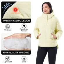 CAMEL CROWN Women's Lightweight Jacket Hooded Winter Coat Oversized Quilted Jacket Pullover Warm Jackets - White - View 7