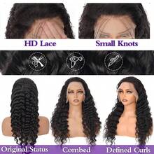30 英寸深波浪蕾丝前假发 13x6 高清透明深卷蕾丝前假发 人发 180% 密度无胶假发 人发预拔婴儿头发 自然色 - 自然色&黑色系 - 查看 5