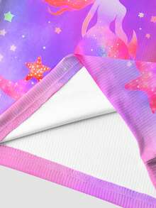 少女舒适版紫色和粉色扎染美人鱼和海星印花长袖睡衣套装 - 彩色 - 查看 9