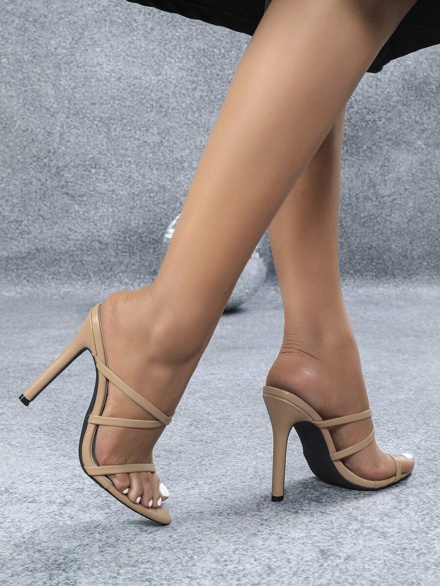 Women's Minimalist OneStrap Crisscross Open Toe Stiletto High Heel