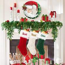 1 szt. Spersonalizowane pończochy, 18" duże, robione na zamówienie pończochy z haftowanym imieniem, świąteczne i rodzinne pończochy do dekoracji kominka