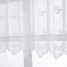 1 pieza de cortina/cenefa corta de encaje francés liviano con ojales, transparente y versátil para todas las temporadas - Mariposa - Ver 7