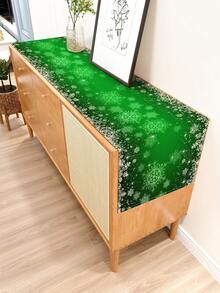 1 件简约圣诞雪花图案亚麻桌旗，适合节日、派对、生日、晚餐、厨房、餐桌装饰、橱柜盖、四季家居装饰 - 彩色 - 查看 13