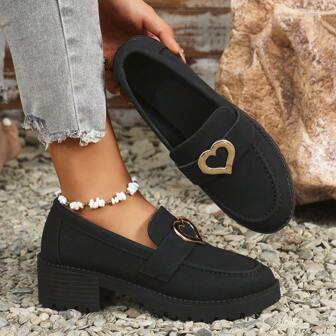 Women Thick Sole Loafers - Chunky Loafers, Slip-On, Comfortable Casual Business Work Shoes