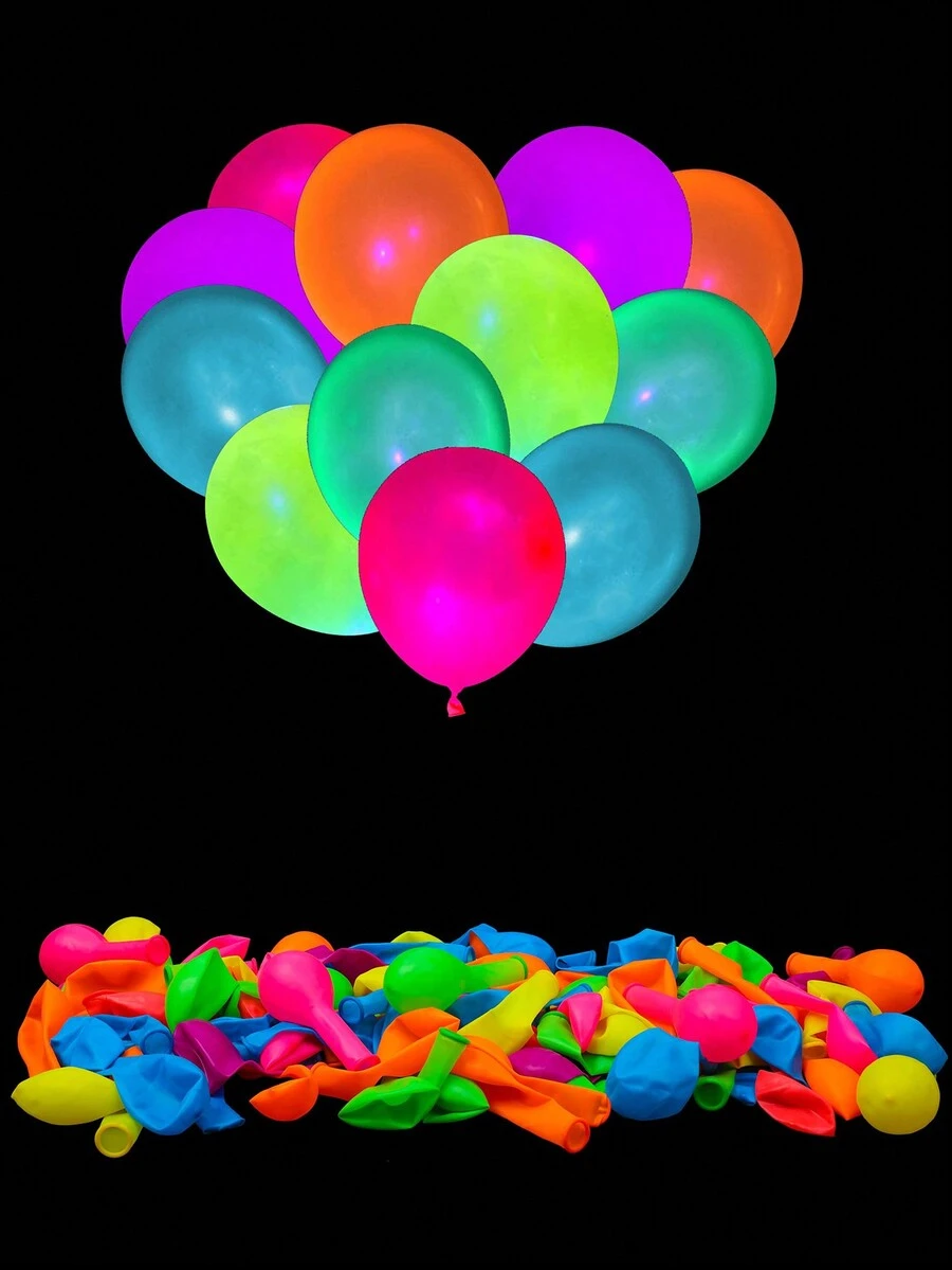 Bộ 12 bóng bay huỳnh quang phát sáng nhiều màu 12 inch, Bộ bóng bay phát sáng trang trí tiệc sinh nhật, Bộ bóng bay cao su phát sáng nhiều màu dùng trang trí tiệc Giáng sinh năm mới tại nhà - huỳnh quang - Xem 1