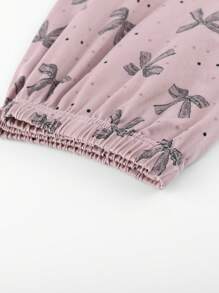 女士两件套睡衣，柔软长袖上衣和长裤，撞色领口，舒适时尚，适合春秋季穿着，两件套，秋冬服装 - 紫羅蘭色 - 查看 9